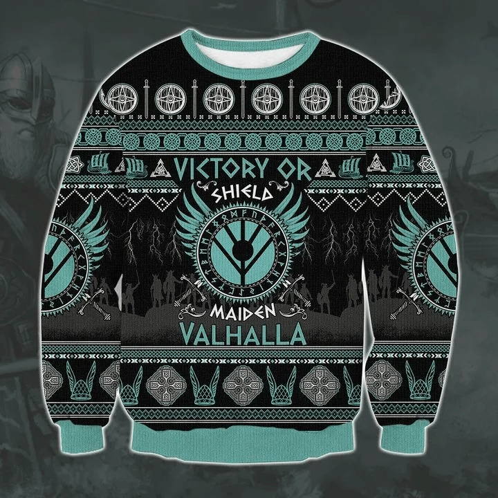 Viking Victory Ugly Christmas Sweater - Chow Down Movie Store