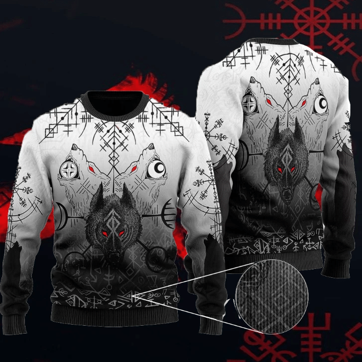 Viking Wolf Ugly Christmas SweaterUS3849 - Chow Down Movie Store