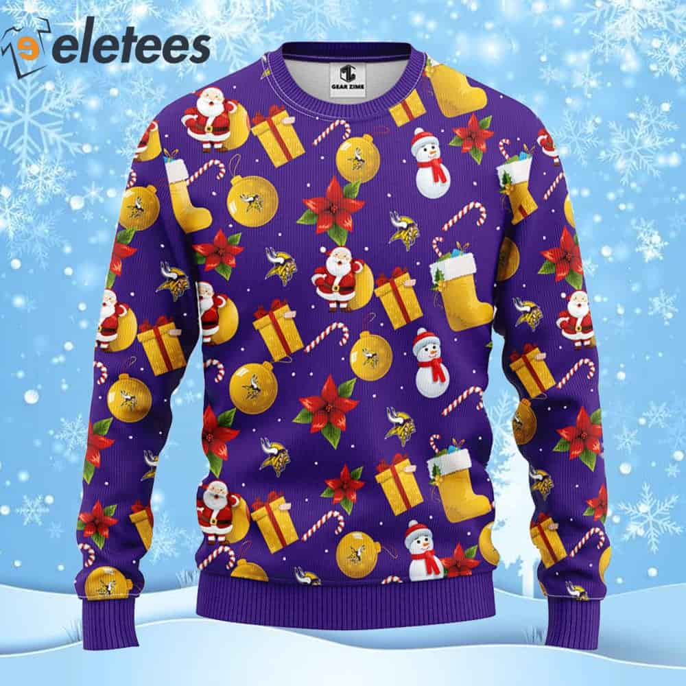 Vikings Football Santa Snowman Ugly Christmas Sweater