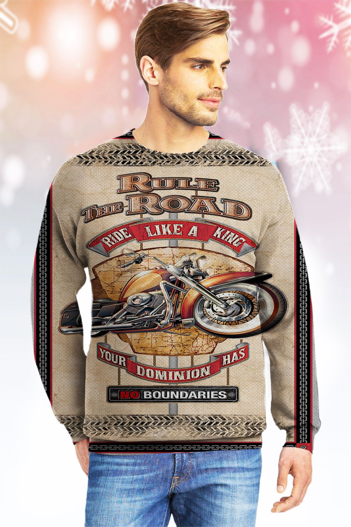 Vintage Motorcycles KVH Ugly Christmas Sweater - Chow Down Movie Store