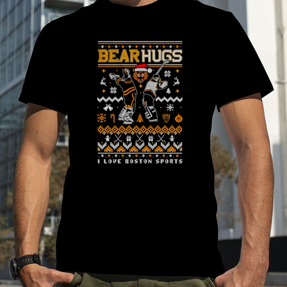 Bear hug I love Boston sports Ugly Christmas shirt