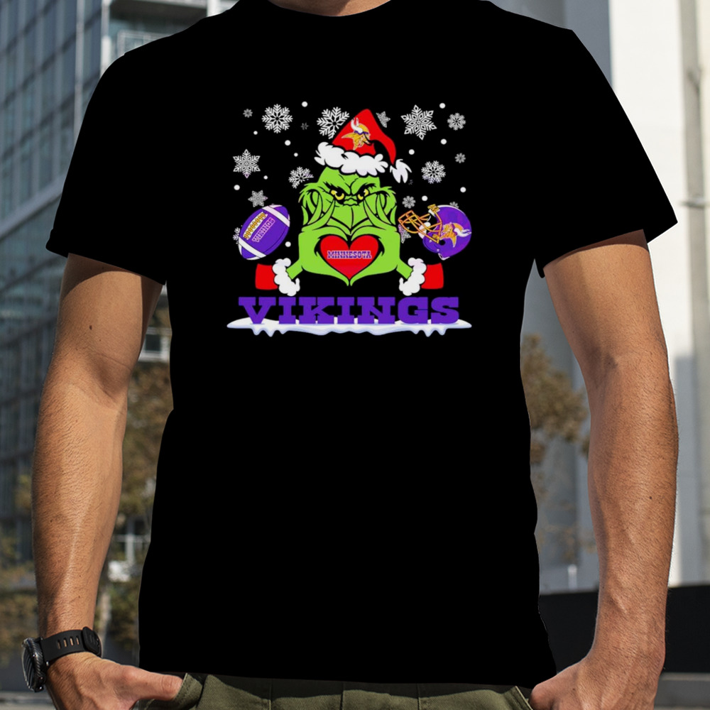 Grinch Love Minnesota Vikings football helmet shirt