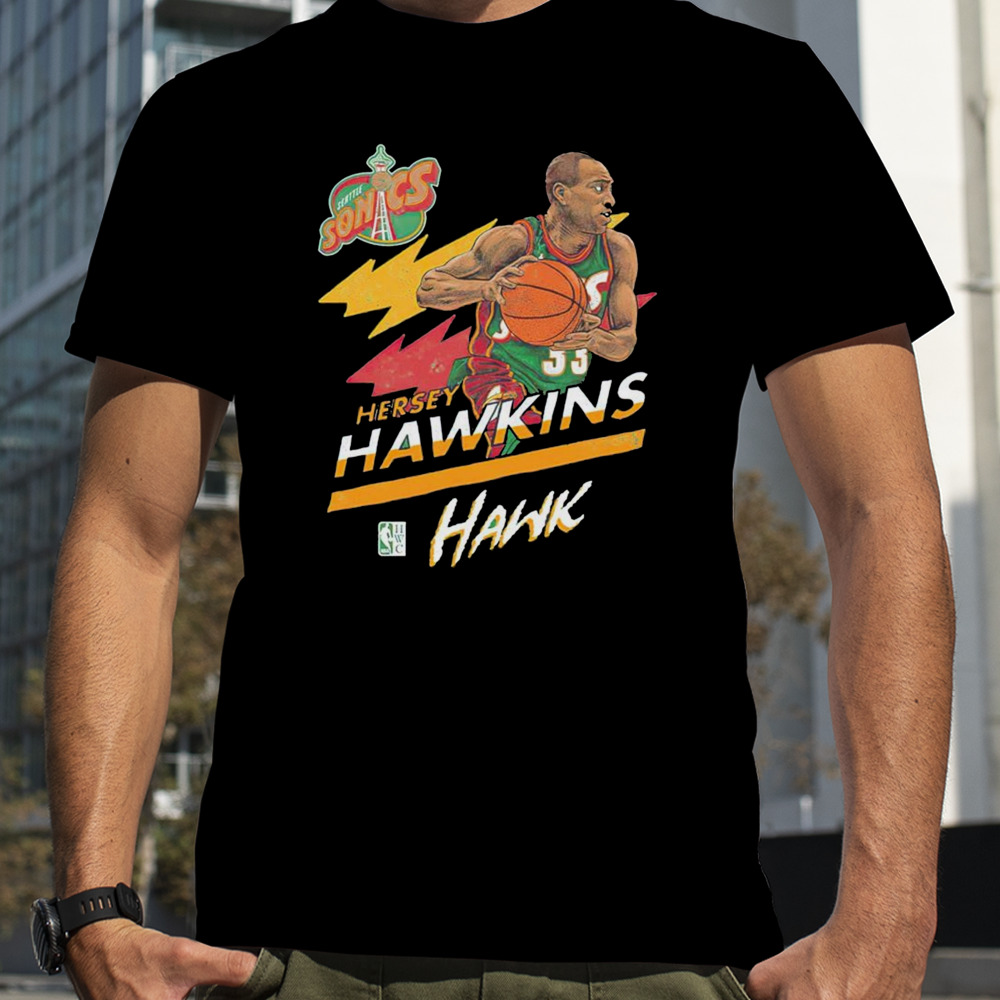 Hersey Hawkins Seattle Supersonics basketball Hawk graphic shirt