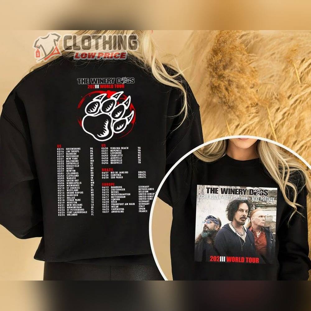 The Winery Dogs Rock Band 2023 World Tour Merch, The Winery Dogs 2023 Tour Shirt