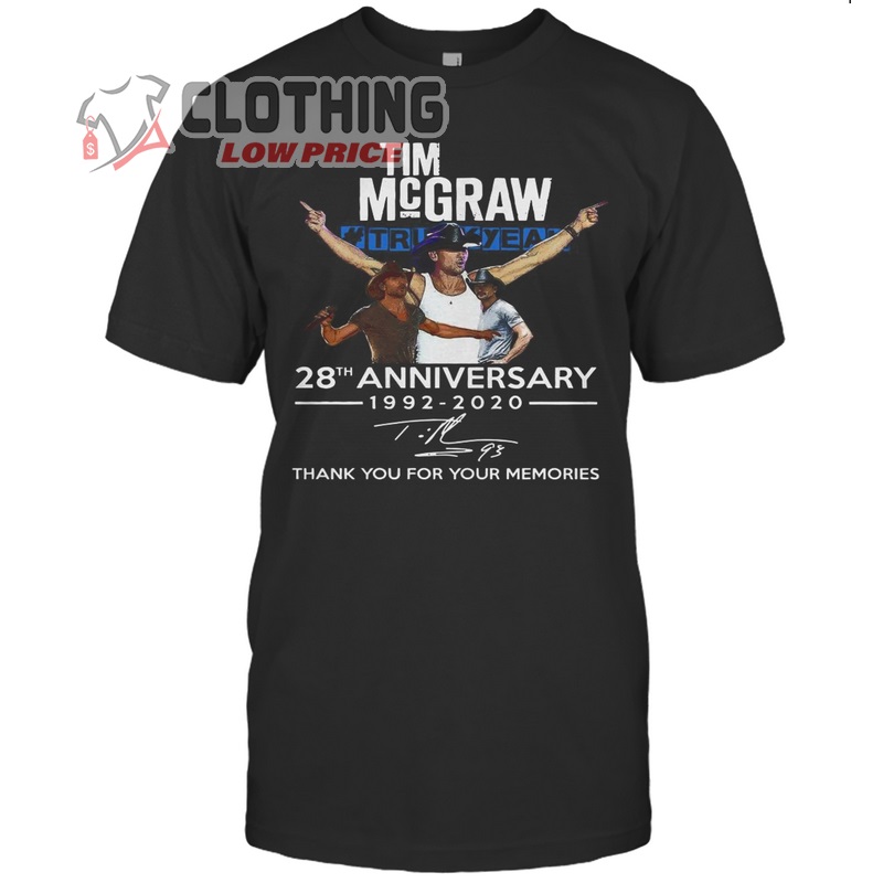 Tim Mcgraw Tour Setlist T- Shirt, Tim Mcgraw 28th Years 1990-2020 Signature T- Shirt Tim Mcgraw Concert Schedule 2023 Merch