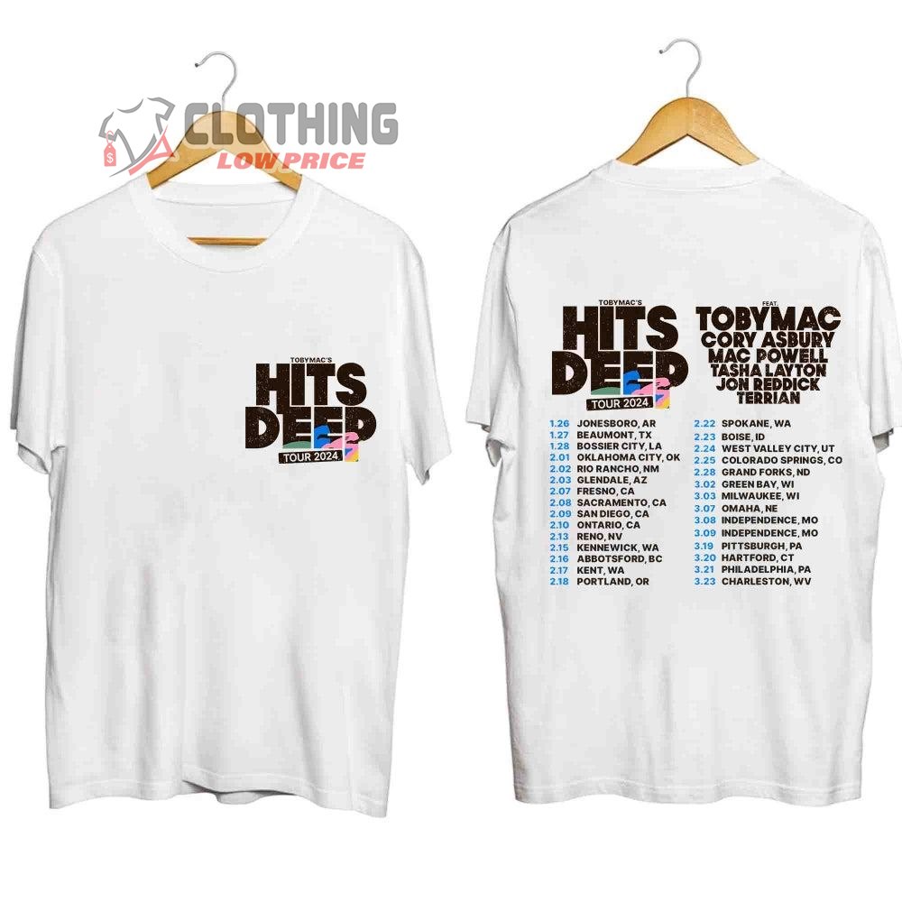 Tobymac Hits Deep Tour Dates 2024 Merch, Rapper Tobymac 2024 Concert With Special Guests Cory Asbury, Mac Powell, Tasha Layton, Jon Reddick & Terrian T-Shirt