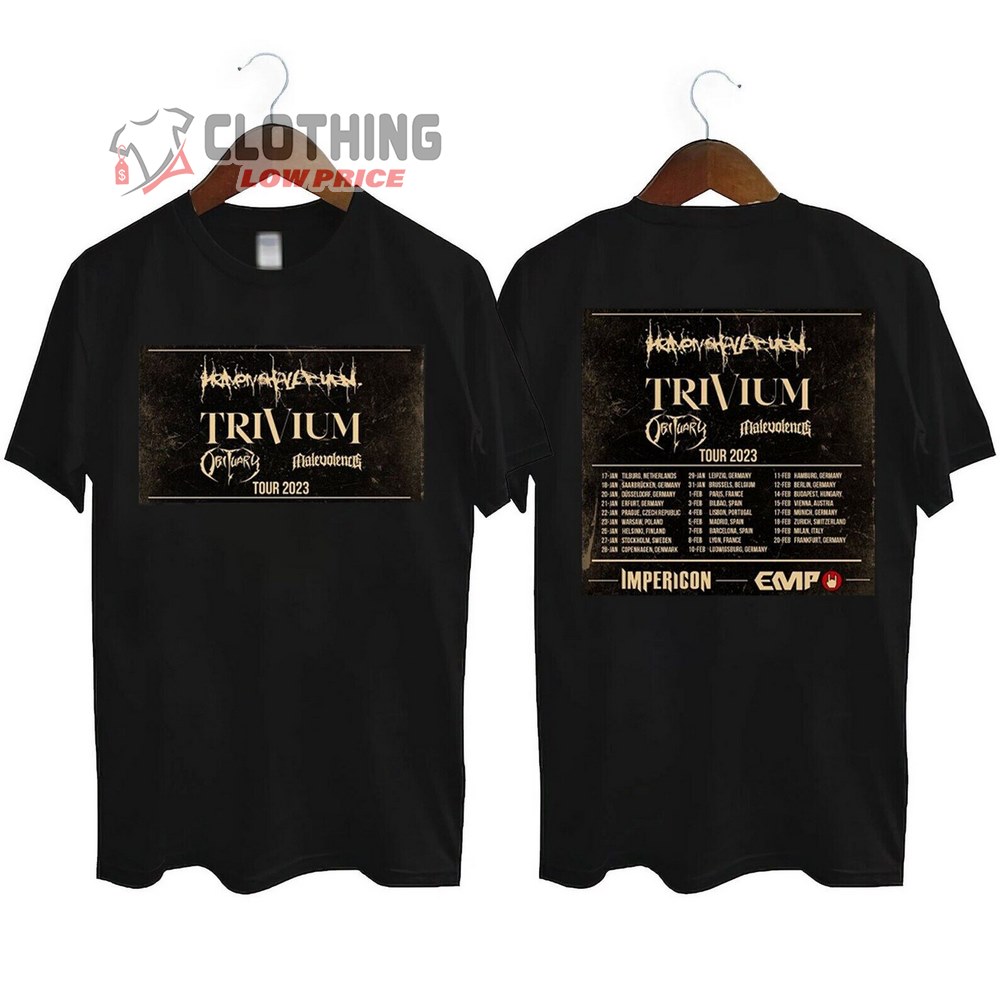 Trivium Heaven Shall Burn Tour 2023 Merch Trivium European Tour 2023 Shirt Trivium Tour 2023 Setlist T-Shirt