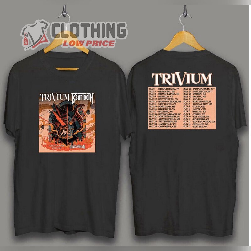 Trivium North America Tour 2023 Beartooth T- Shirt, Trivium European Tour 2023 Dates T- Shirt, Trivium Albums Ranked Merch