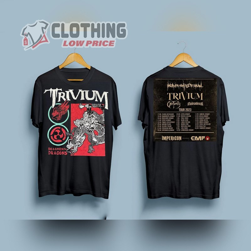 Trivium Tour 2023 Unisex T- Shirt, Trivium 2023 Tour Shirt, Trivium European Tour 2023 Dates Merch, Trivium Band Tour Dates Merch