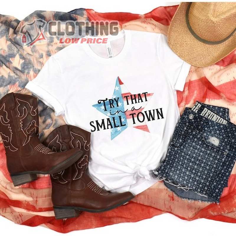 Try That in a Small Town Shirt, Jason Aldean Patriotic Tee, Jason Aldean Rock And Roll Cowboy Merch