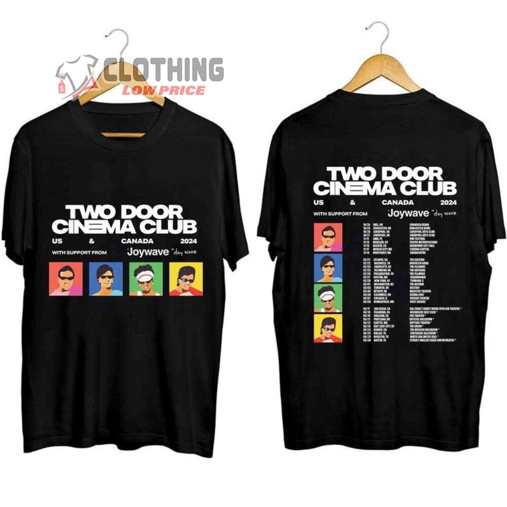 Two Door Cinema Club Tour 2024 Merch, Two Door Cinema Club Presale Shirt, Two Door Cinema Club US And Canada 2024 With Support From Joywave Day Wave T-Shirt