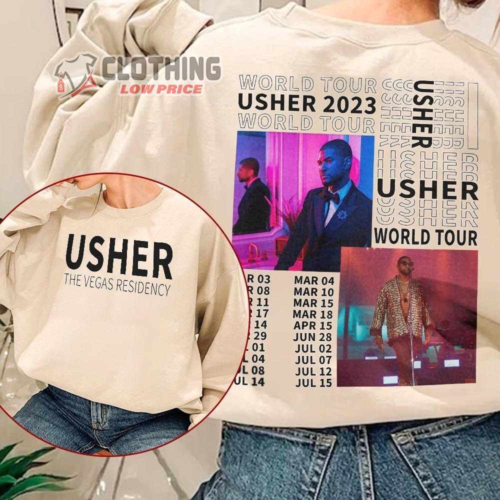 Usher My Way The Vegas Residency Tour 2023 Merch Usher 2023 Music Tour Shirt Usher Music Concert Las Vegas T-Shirt