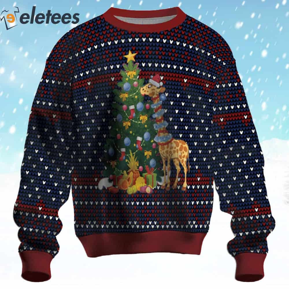 Warm Christmas With Giraffe Ugly Christmas Sweater