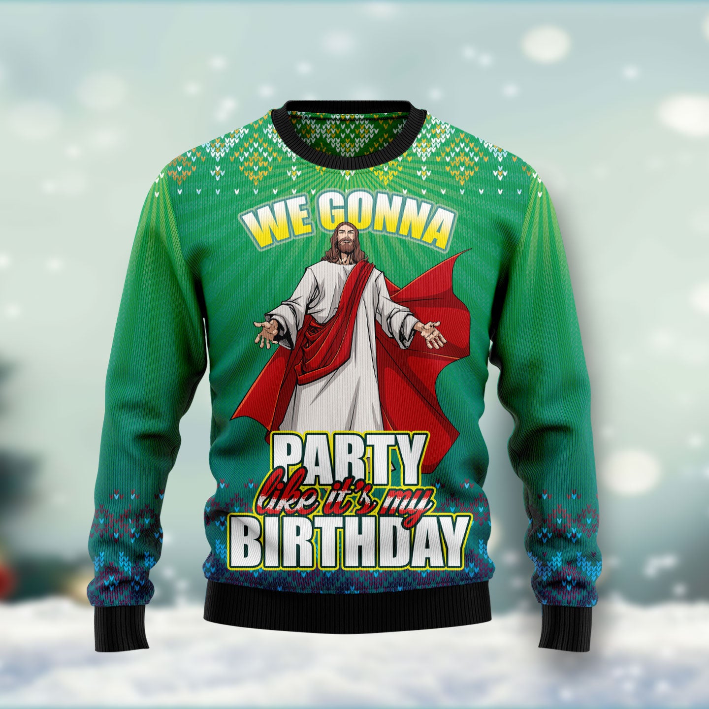 We Gonna Party Like It's Your Birthday Ugly Christmas Sweater - Chow Down Movie Store