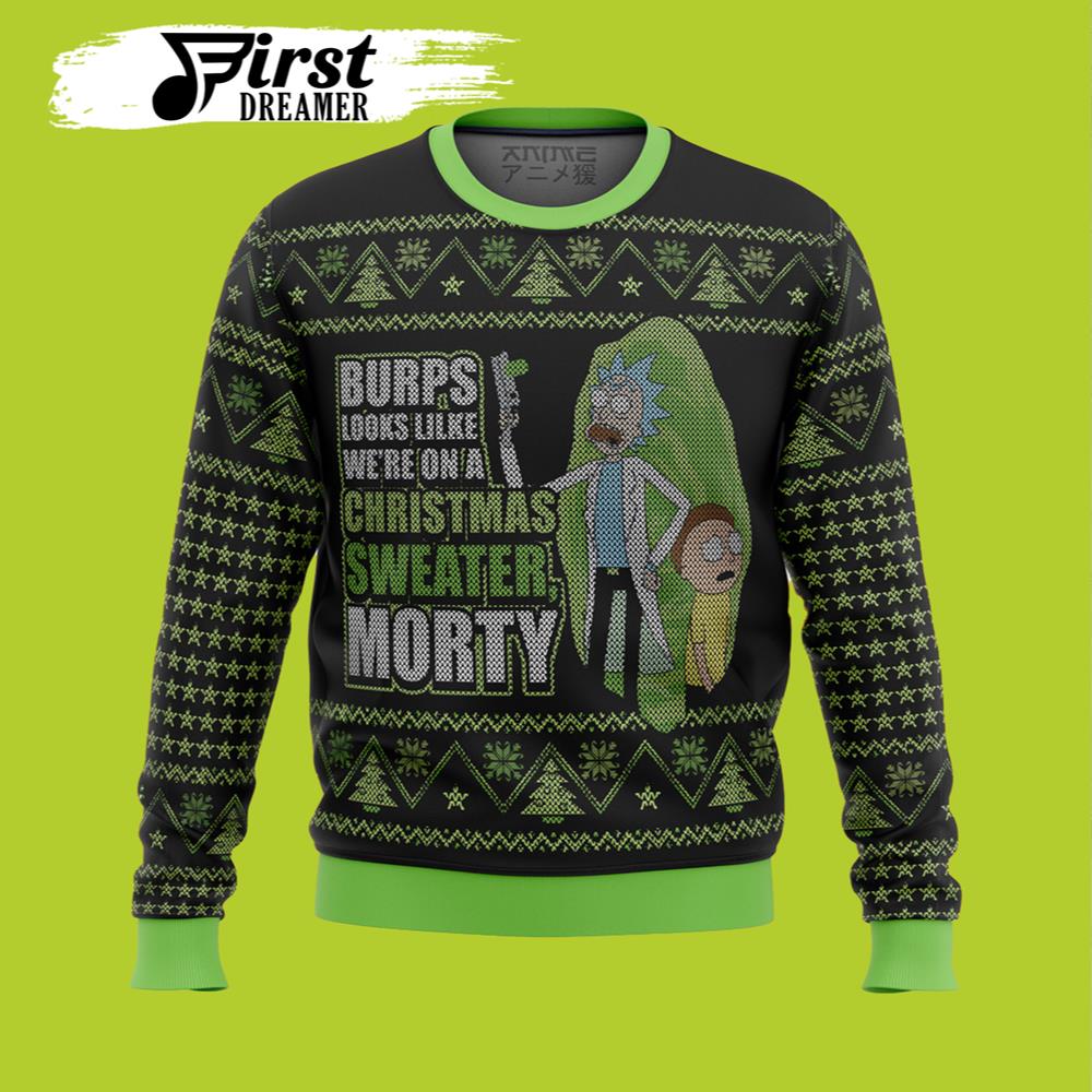 We In a Xmas Rick Morty Ugly Christmas Sweater - Chow Down Movie Store