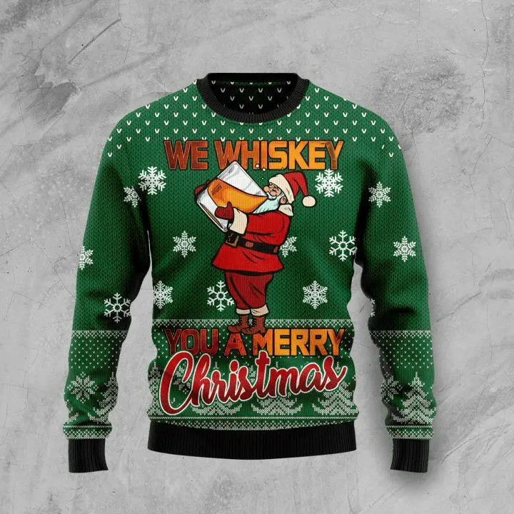 We Whiskey You A Merry Ugly Christmas Sweater - Chow Down Movie Store