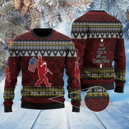 We Wish You A Merry Christmas Ugly Christmas Sweater US1200 - Chow Down Movie Store