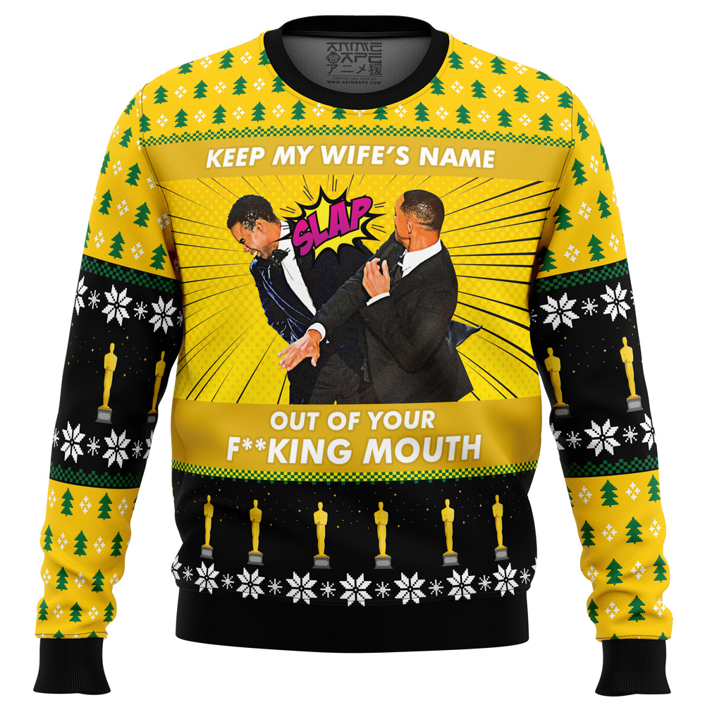 Will Smith Slaps Chris Rock Meme Ugly Christmas Sweater - Chow Down Movie Store