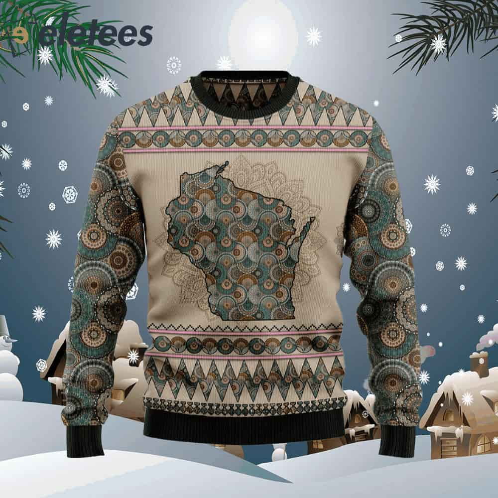 Wisconsin Mandala Ugly Christmas Sweater