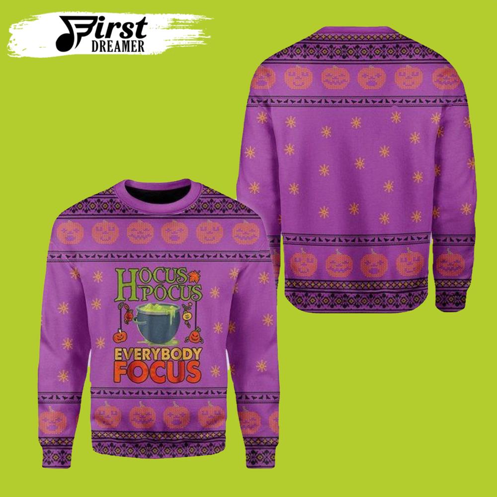 Witches Violet Hocus Pocus Ugly Christmas Sweater - Chow Down Movie Store