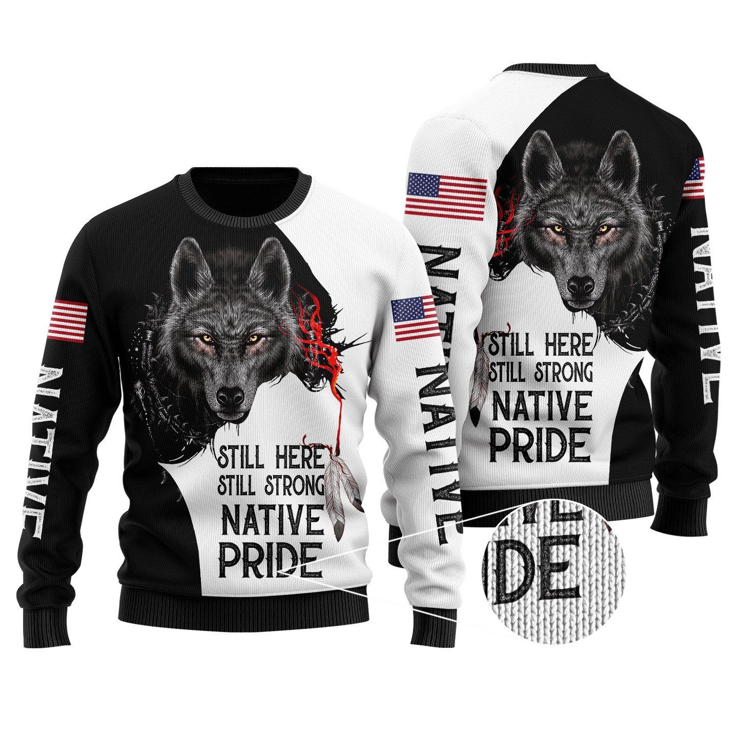 Wolf - Native Pride Ugly Christmas Sweater US3890 - Chow Down Movie Store