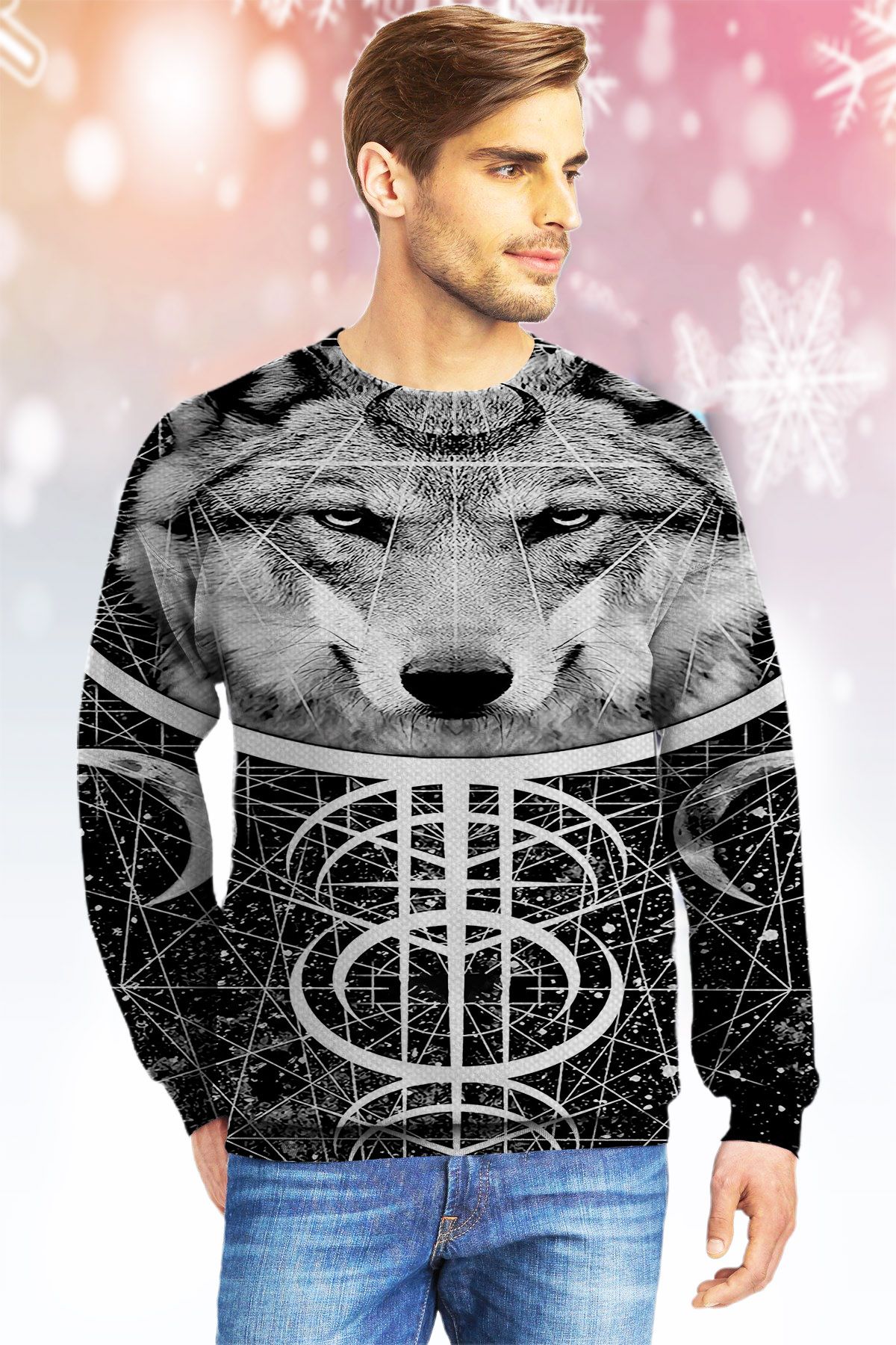 Wolf Wicca Kvh Ugly Christmas Sweater - Chow Down Movie Store