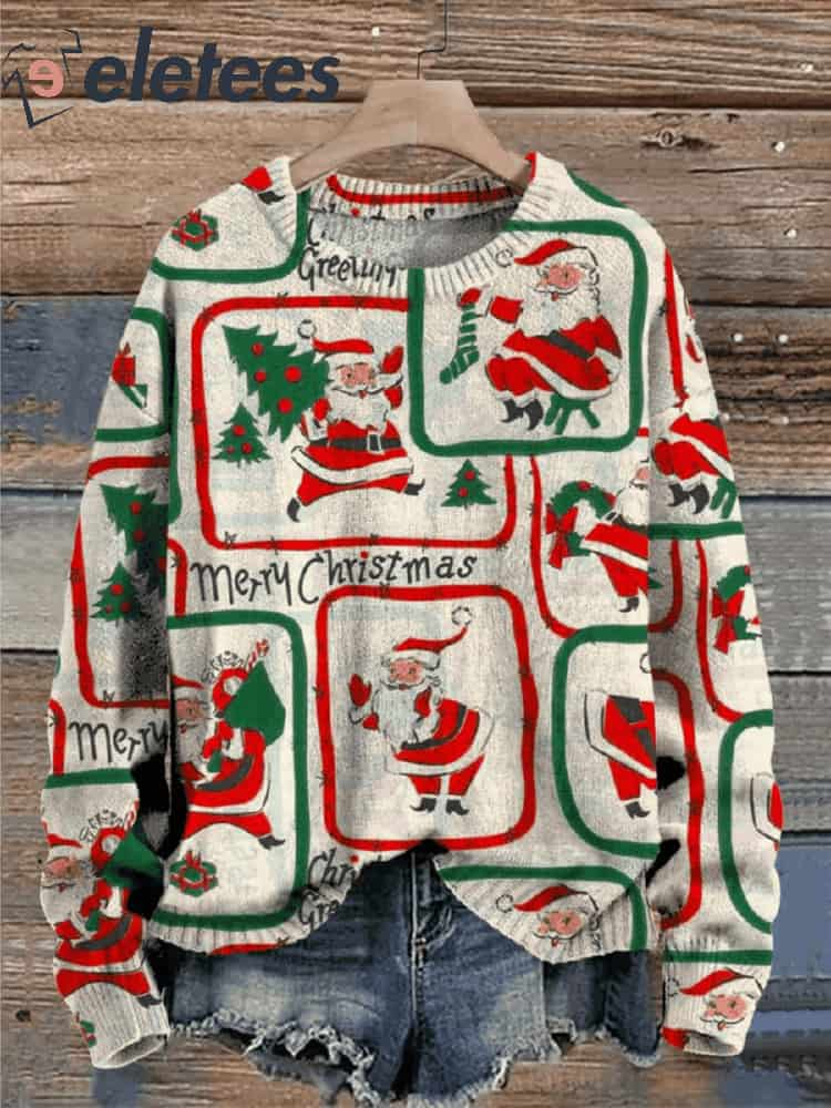 Women's Christmas Cute Santa Claus Print Sweater