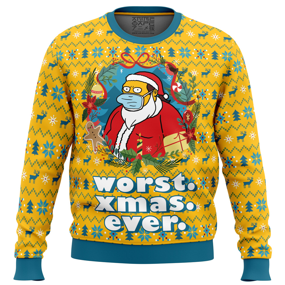 Worst Christmas Ever Simpsons Ugly Christmas Sweater - Chow Down Movie Store