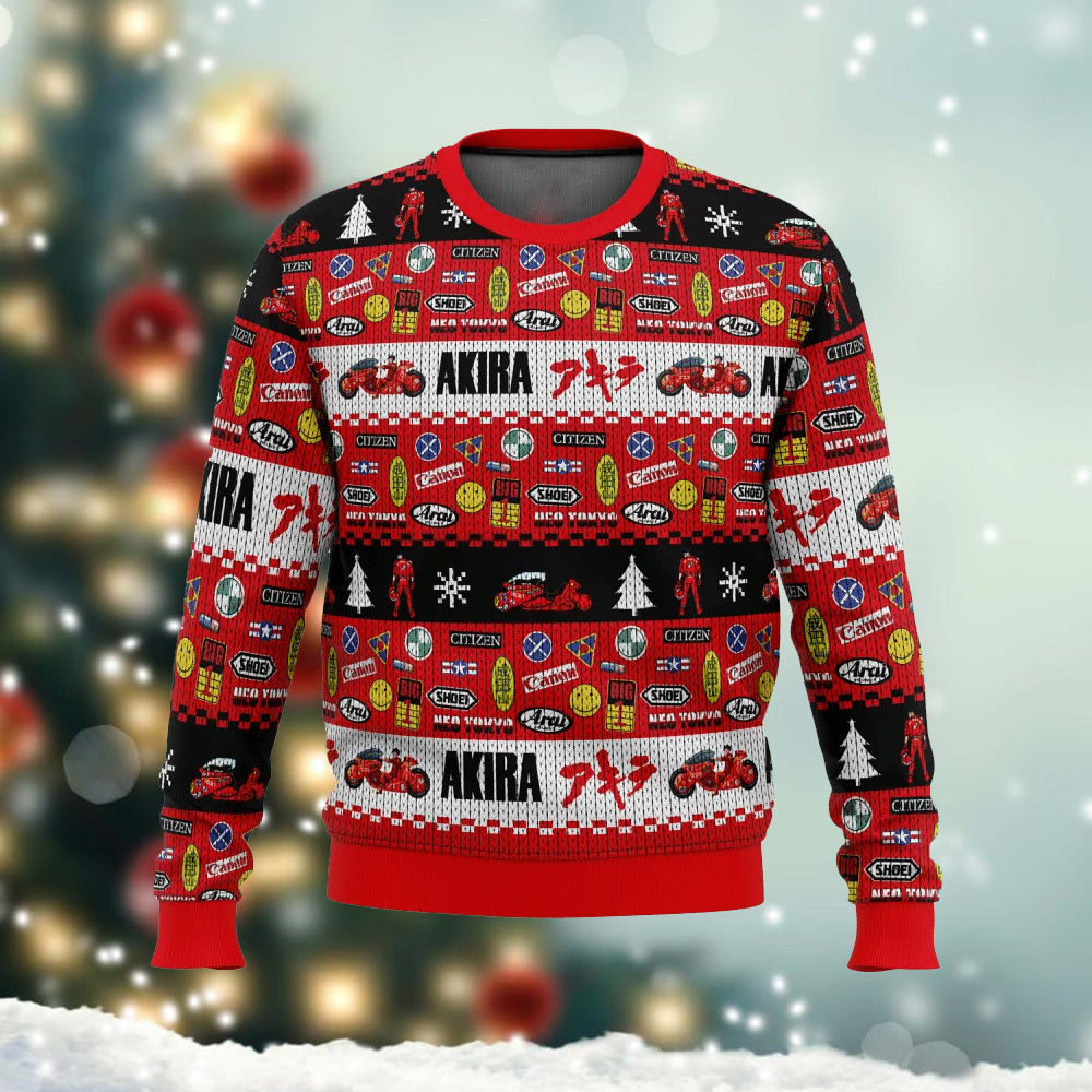 Xmas Anime Akira Bike Ugly Sweater - Chow Down Movie Store