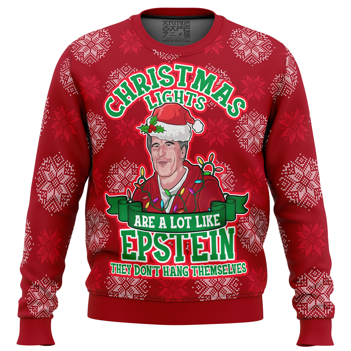 Xmas Lights Are Like Epstein Ugly Christmas Sweater - Chow Down Movie Store