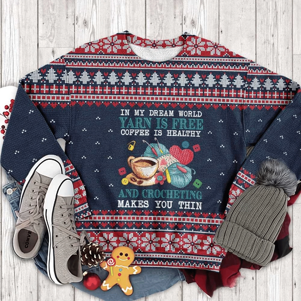 Yarn Is Free Crochet Sewing Ugly Christmas Sweater US3154 - Chow Down Movie Store