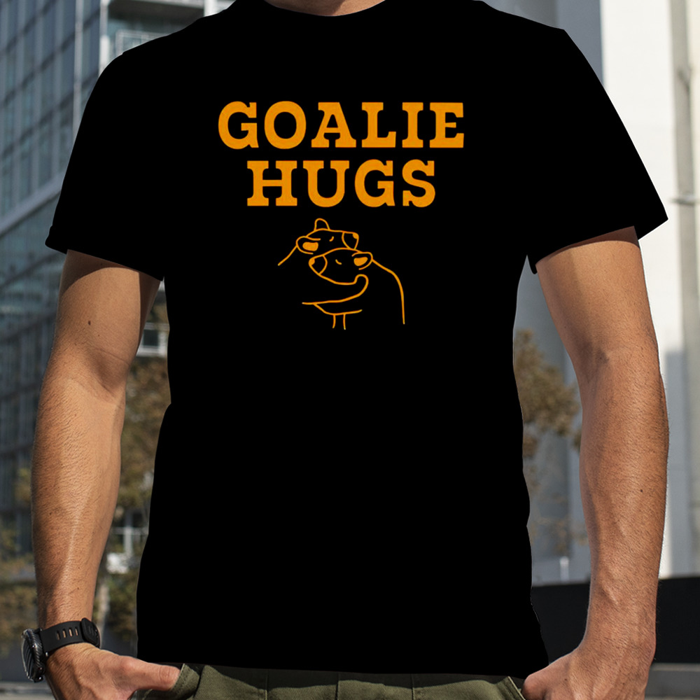 Boston Bruins Goalie hugs shirt