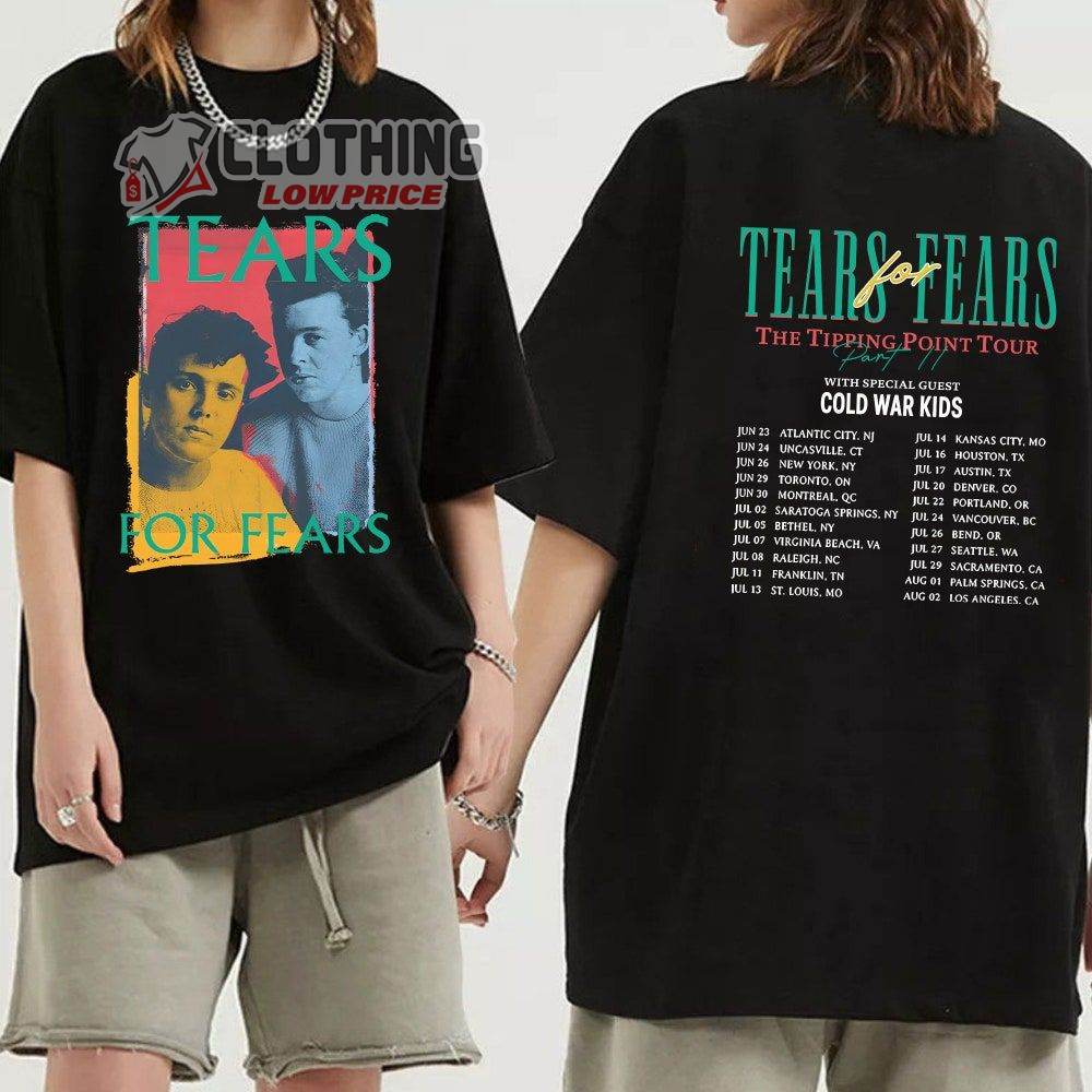 Tears For Fears Part II With Special Guest Cold War Kids Merch, Tears For Fears Concert 2023 Setlist Shirt, Tears For Fears The Tipping Point Tour 2023 T-Shirt