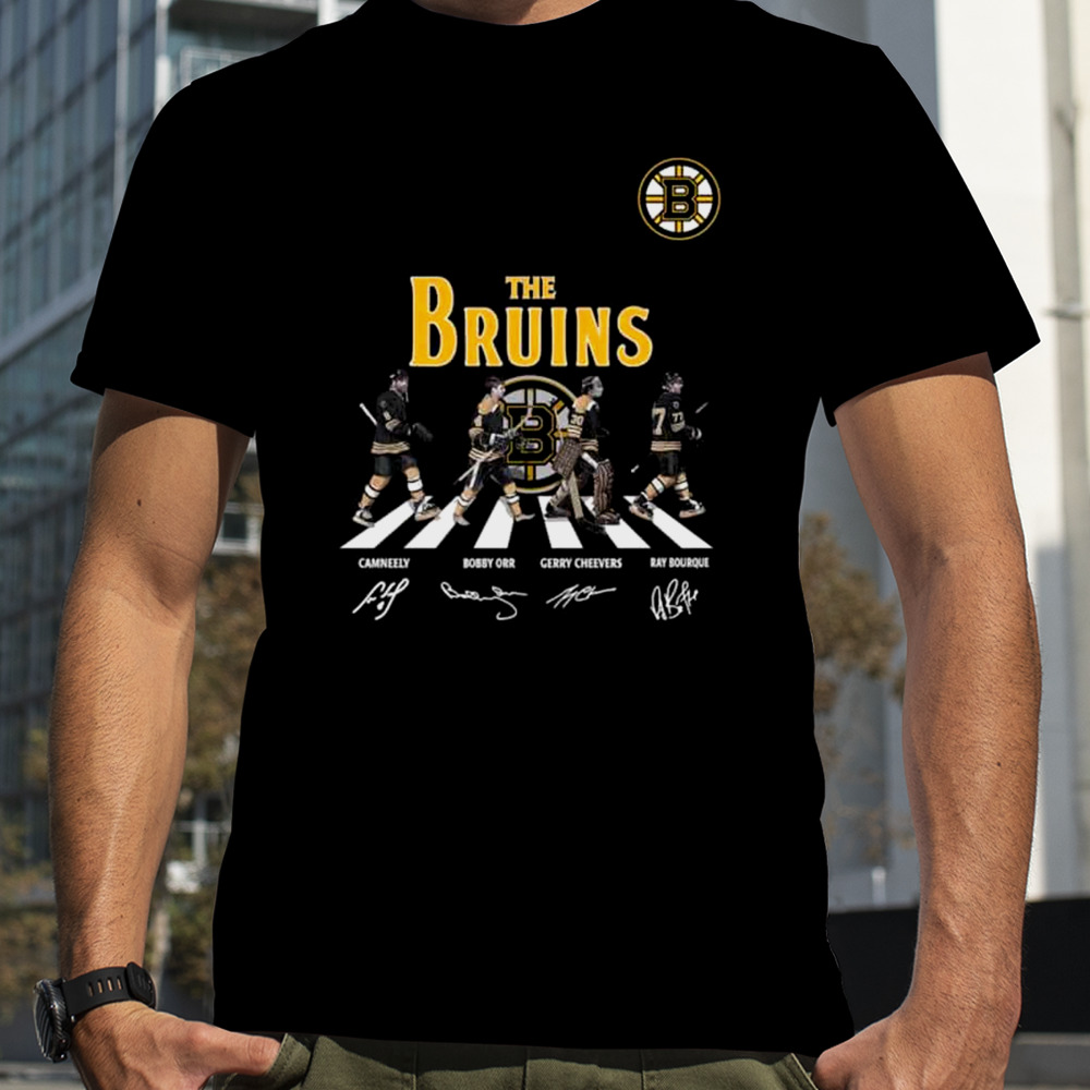 The Boston Bruins Cam Neely Bobby Orr Gerry Cheevers Ray Bourque Abbey Road Signatures 2023 T-Shirt