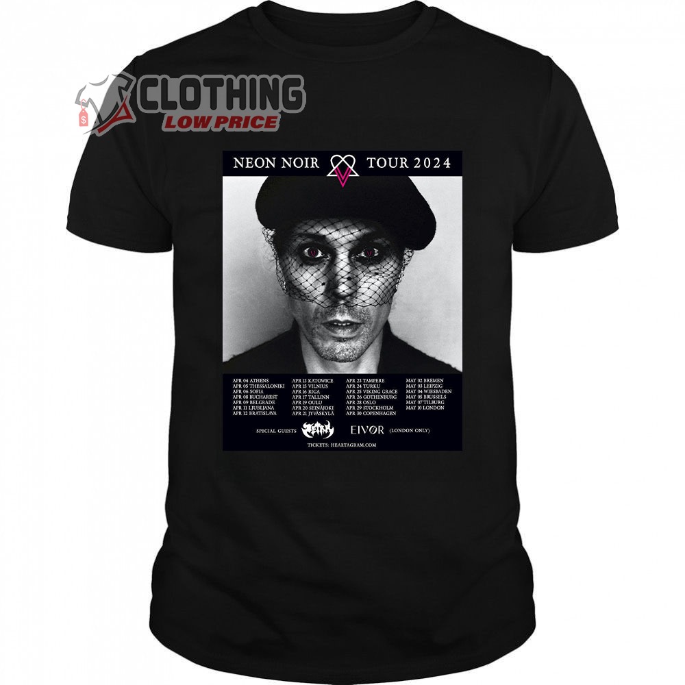 Ville Valo Neon Noir Tour 2024 Merch, Neon Noir Album Shirt, VV Neon Noir Tee, Neon Noir Tour Dates 2024 T-Shirt