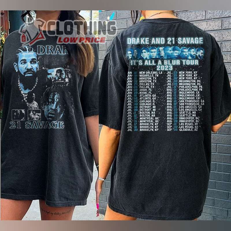 Vintage Drake 21 Savage Tour Rescheduled Shirt, Drake It's All A Blur Tour 2023 Merch, 21 Savage Drake on Tour Tee, Her loss Tee