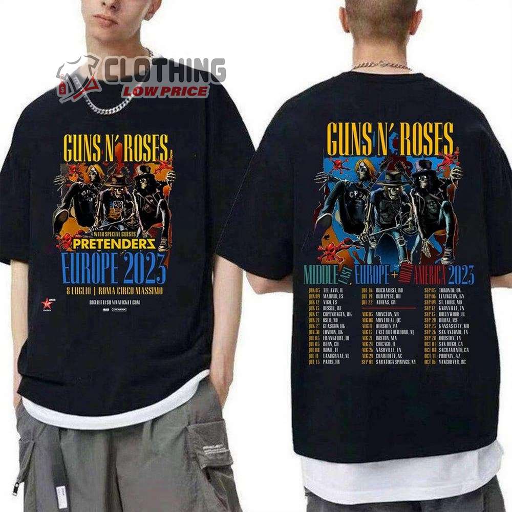 Vintage Guns N' Roses T-Shirt, Appetite For Destruction Album Merch, Guns N' Roses Rock Band Tour 2023 Shirt