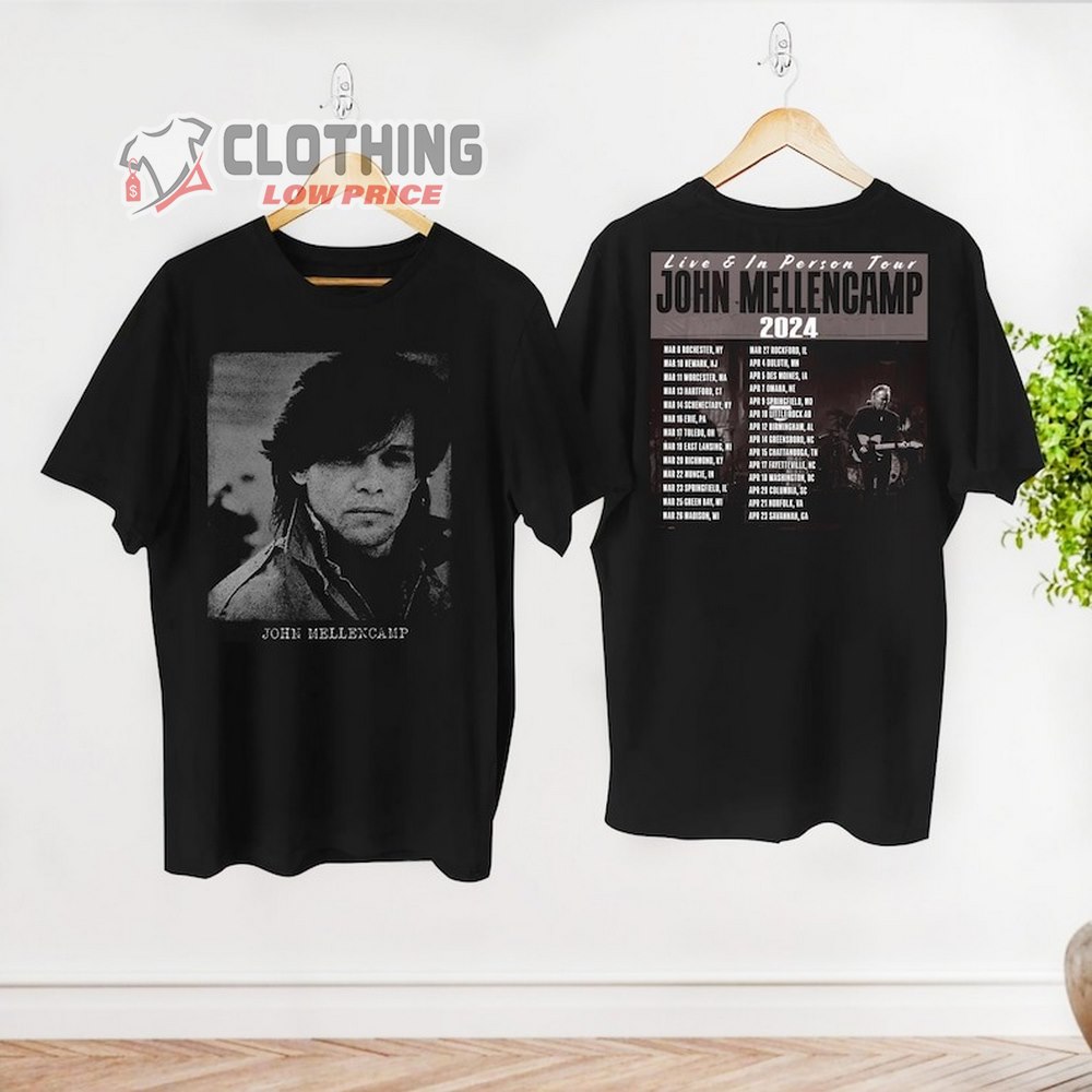 Vintage John Mellencamp Tour 2024 Merch, John Mellencamp Live And In Person Tour 2024 Shirt, John Mellencamp Tour Dates 2024 T-Shirt