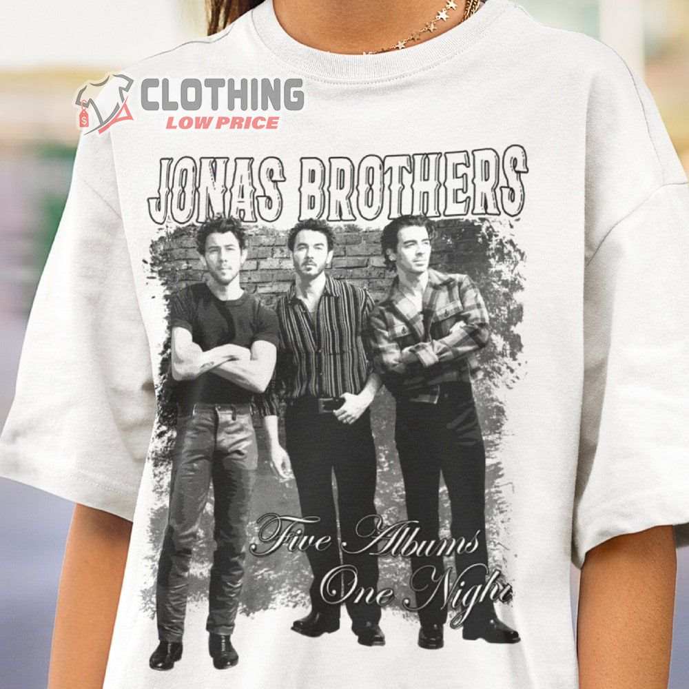 Vintage Jonas Brothers Five Albums One Night Tour Merch, Jonas Brothers 2023 Tour Shirt, Jonas Brothers  Albums Tour 2023 T-Shirt