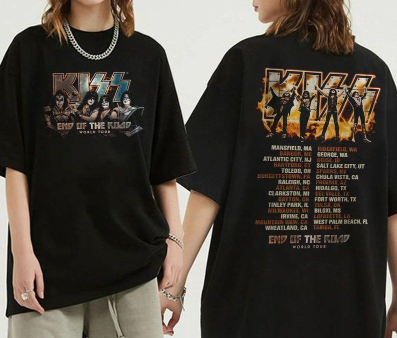 Vintage Kiss The Final 50 Shows Merch, Kiss Band End Of The Road World Tour Sweatshirt Hoodie, Kiss Rock Band T-Shirt