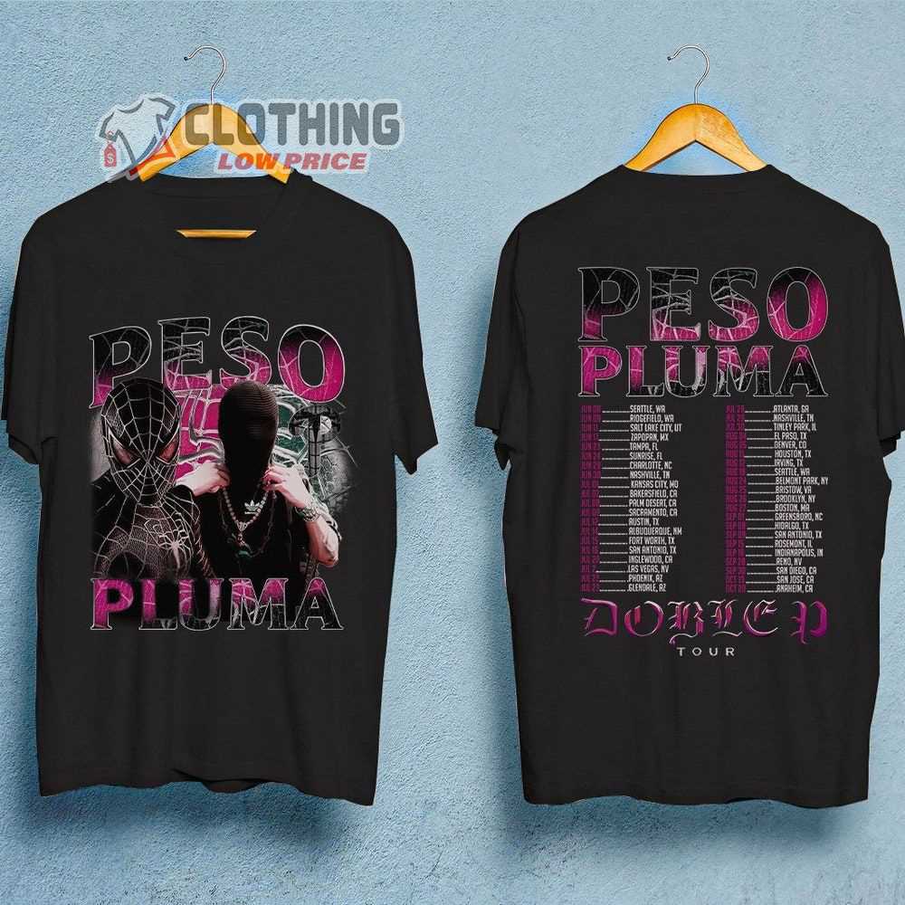 Vintage Pink Spider Peso Pluma Merch, Peso Pluma Double P Tour 2023 Shirt, Peso Tour 2023 Setlist T-Shirt