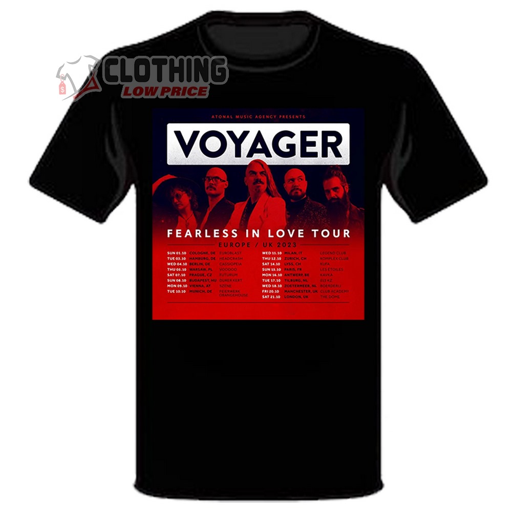 Voyager European And UK Tour 2023 Schedule Merch, Voyager Fear Less In Love Tour European And UK Tour 2023 T-Shirt