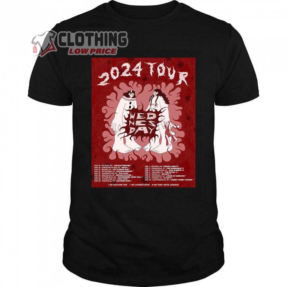 Wednesday Unveil 2024 Tour Dates Merch, Wednesday U.S. Tour 2024 Shirt, 2024 Tour Wednesday Tickets T-Shirt