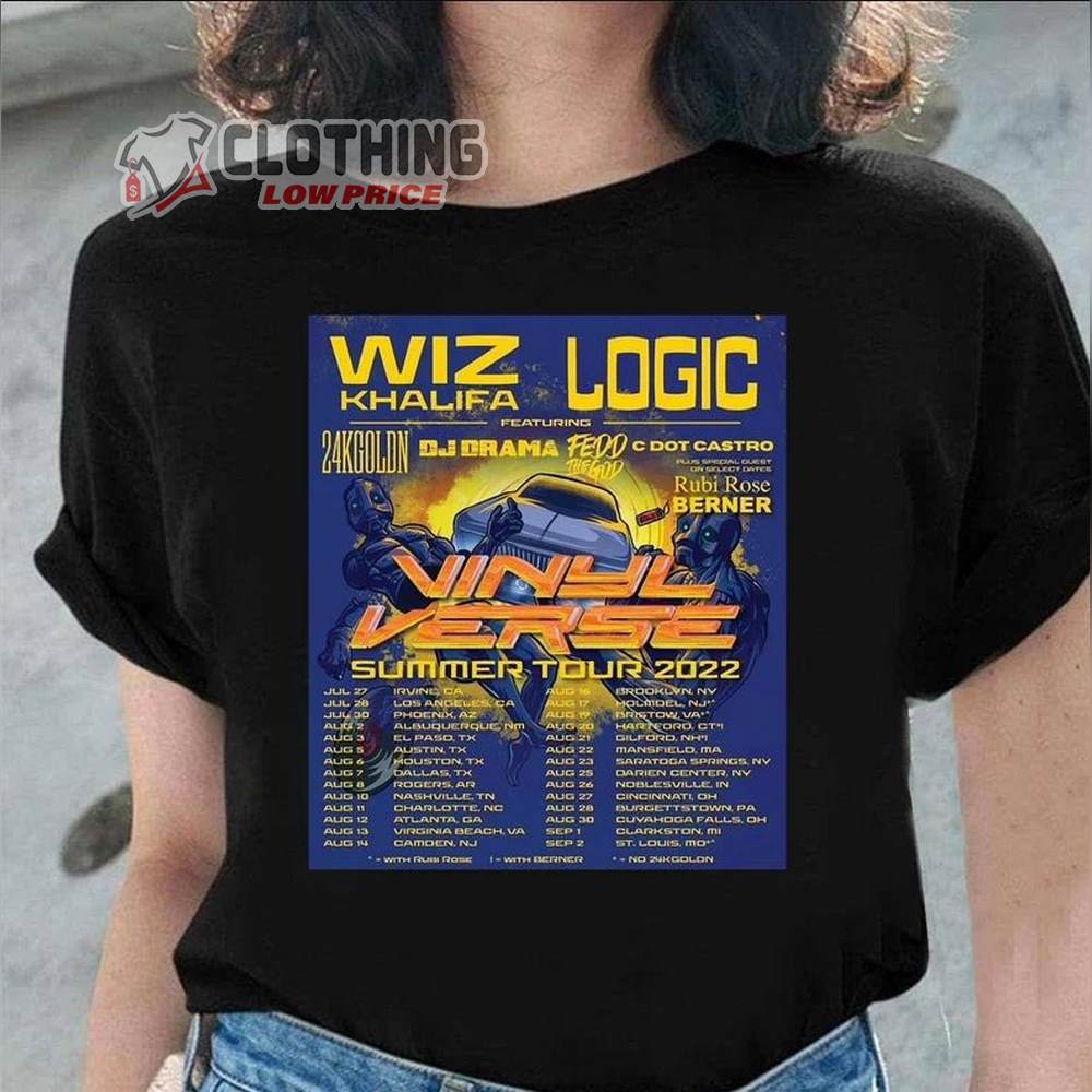 Wiz Khalifa And Logic Concert Merch, Wiz Khalifa Logic 2022 Tour T-Shirt