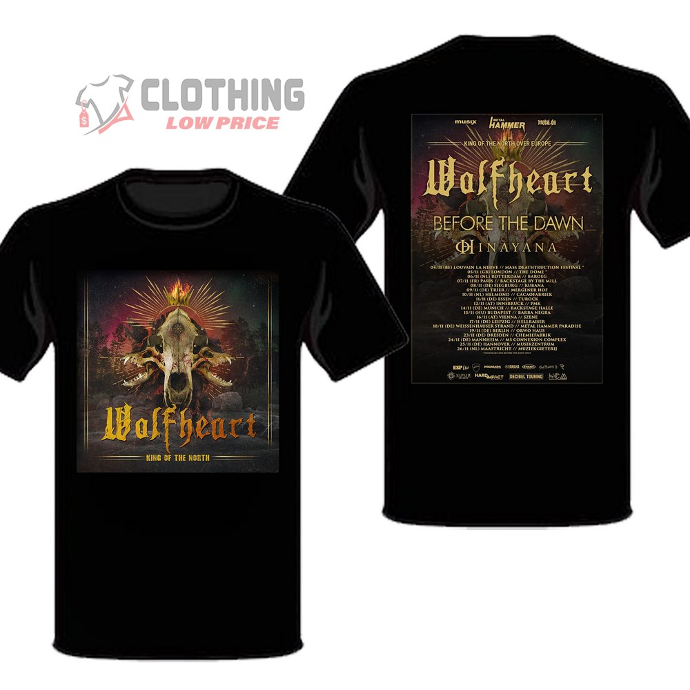 Wolfheart Concerts 2023 Tour Songs Merch, Wolfheart Tour 2023 Before The Dawn T-Shirt, King Of The North Wolfheart Sweatshirt