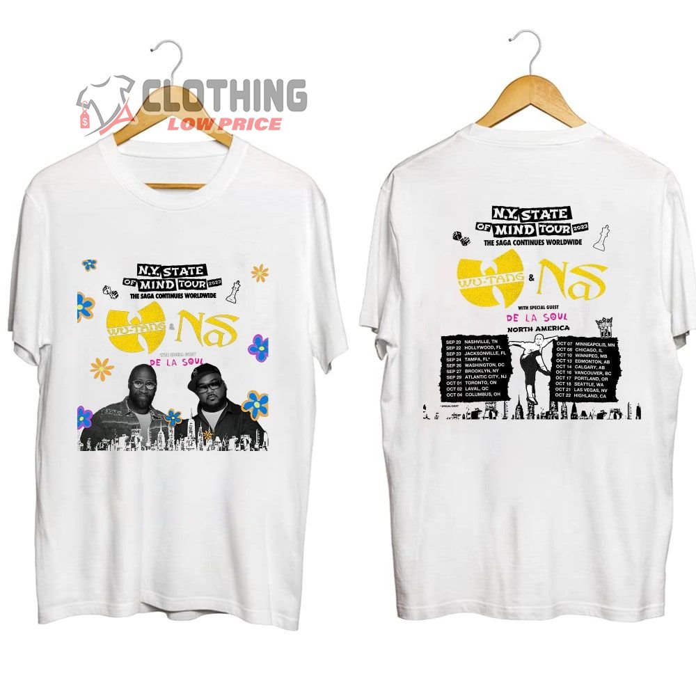 Wu-Tang And Nas North America Tour With De La Soul Merch, Wu-Tang My State Of Mind Tour 2023 Shirt, Wu-Tang & NS World Tour 2023 T-Shirt