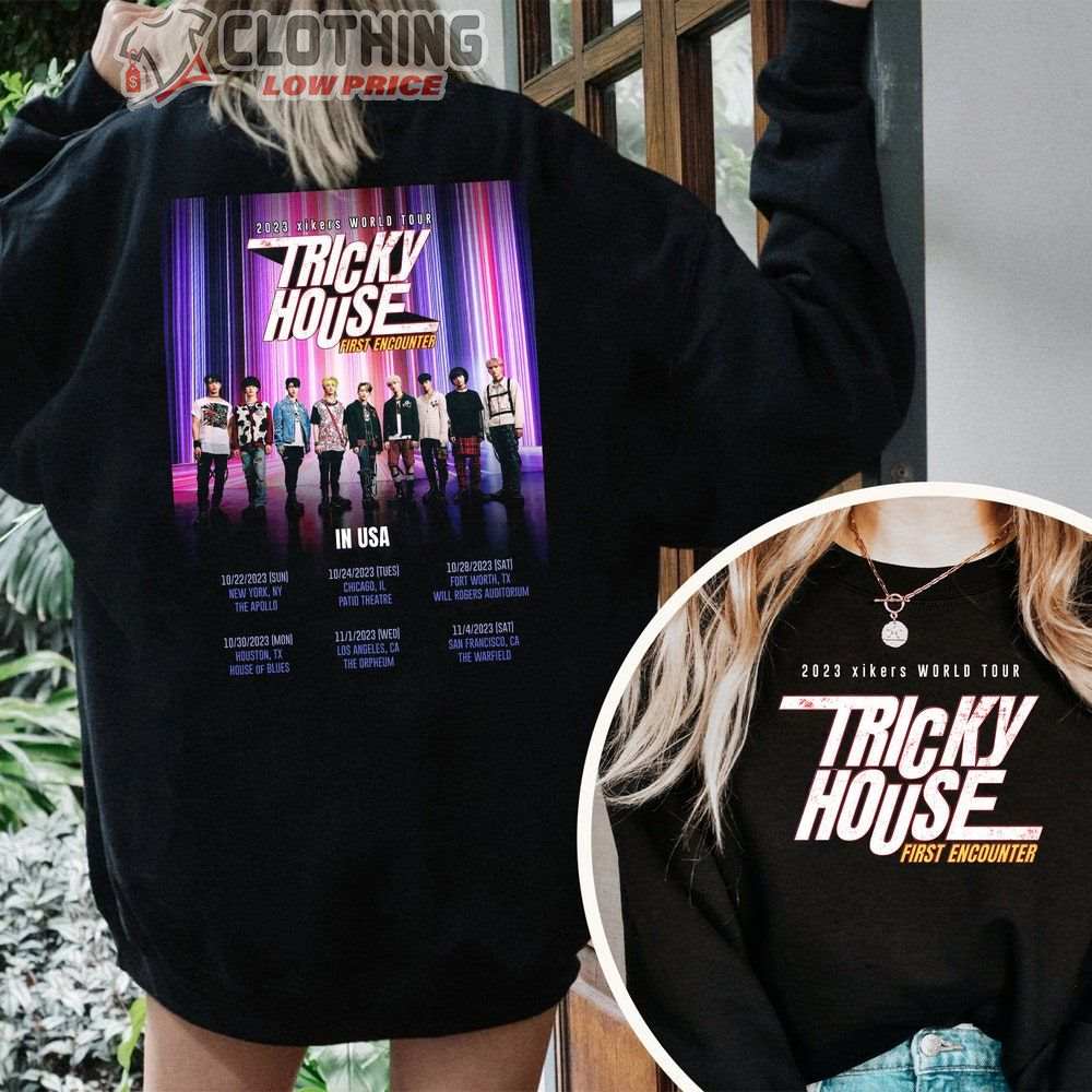 Xikers World Tour Tricky House Merch, Xikers Tricky House Band Live Concert Shirt, 2023 Xikers World Tour Tricky House First Encounter In USA T-Shirt