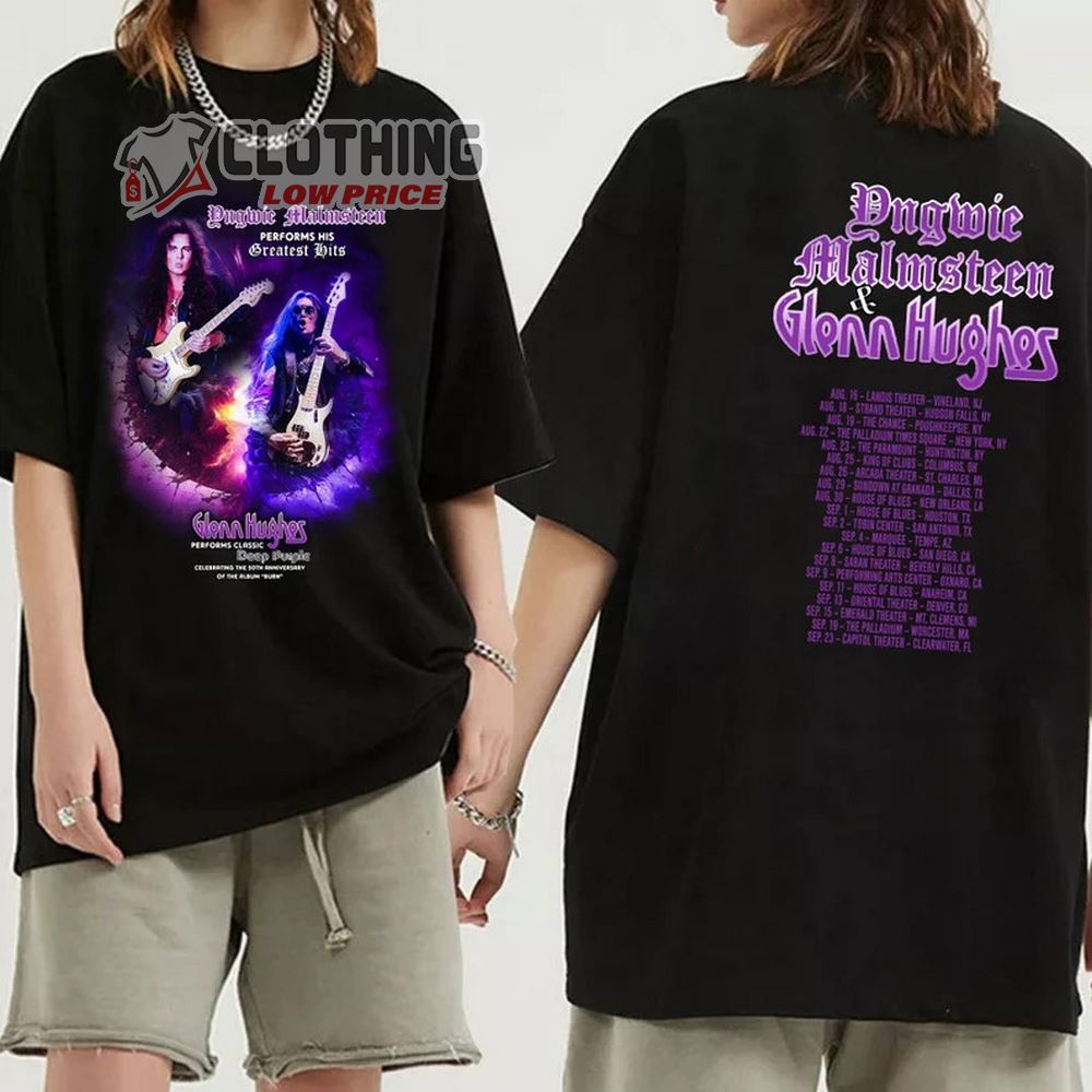 Yngwie Malmsteen Greatest Hits US Tour 2023 Merch, Yngwie Malmsteen And Glenn Hughes US Tour 2023 Shirt, Yngwie Malmsteen Sets 2023 Tour Dates T-Shirt