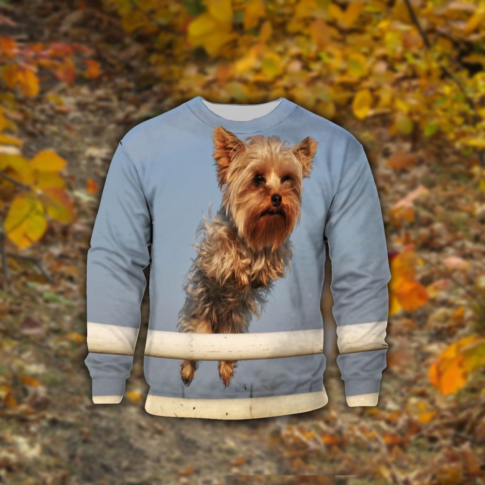 Yorkshire Terrier Thcn Ntlw Customize Image Ugly Christmas Sweater - Chow Down Movie Store