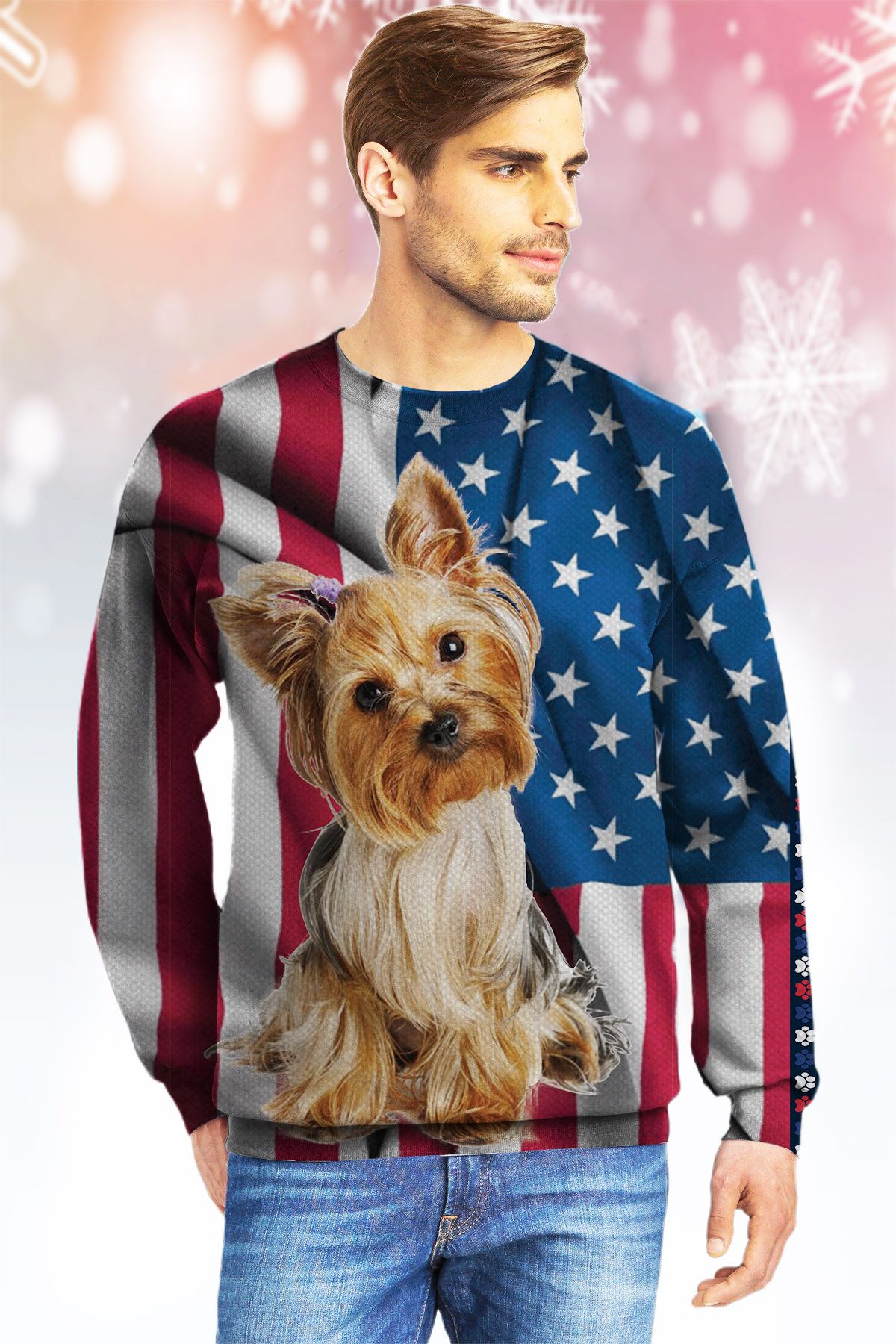 YorkshireTerrier LTTLJ Ugly Christmas Sweater - Chow Down Movie Store